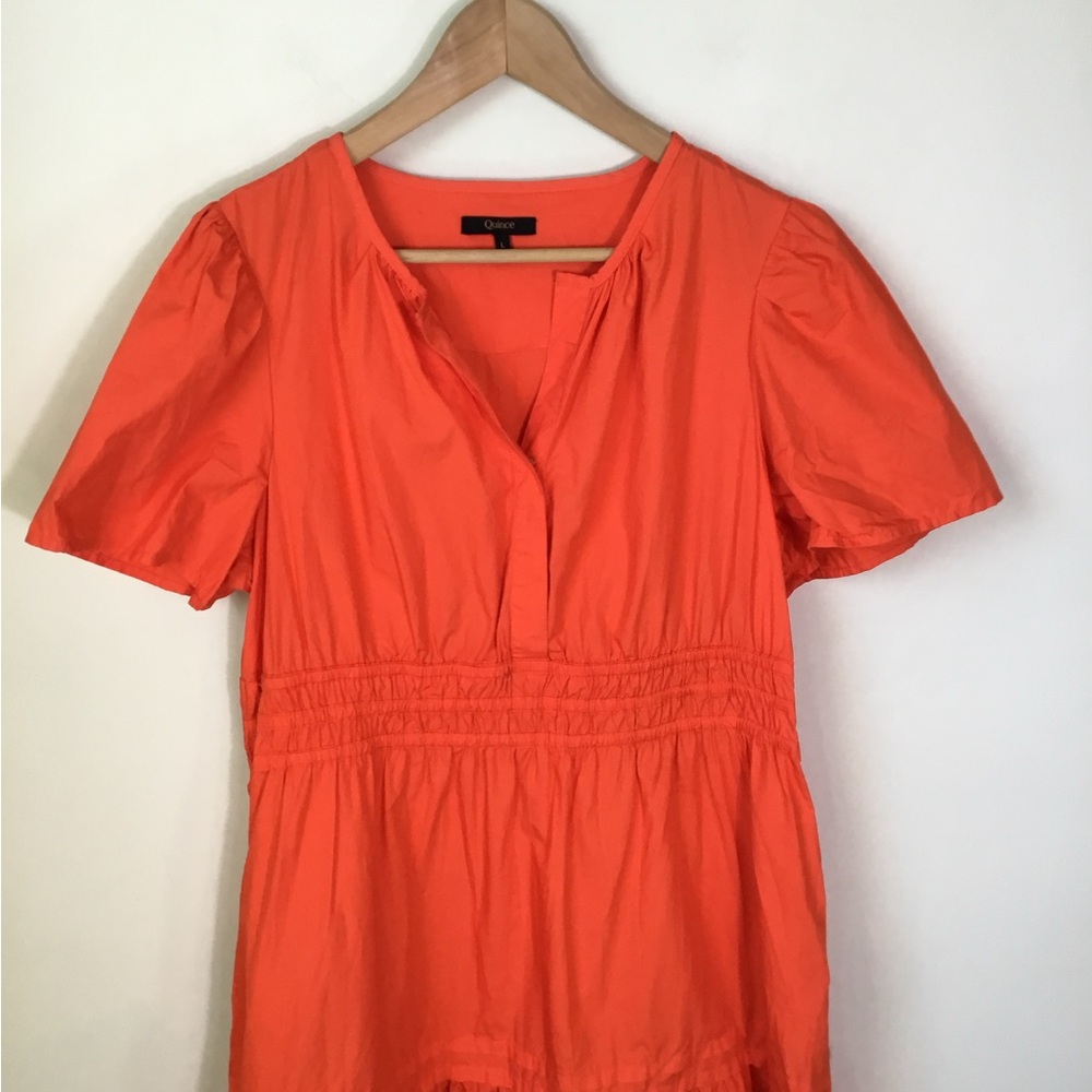 Quince Cotton Tiered Mini Dress Vermillion Red - Picture 4 of 9